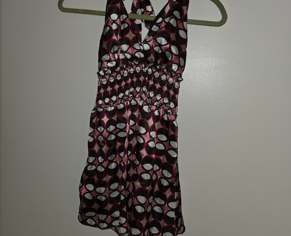 I.N. Studio Black and Pink Halter Blouse